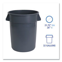 Boardwalk®  WASTEBASKET,32GAL,GY  32GLWRGRA