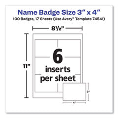 Avery®  HOLDER,BADGE CLIP 3X4,WHT  74541