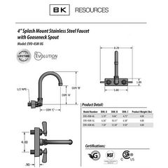 BK Resources  FAUCET,4" SPLSHMT 4.5GN"  EVO4SM4G